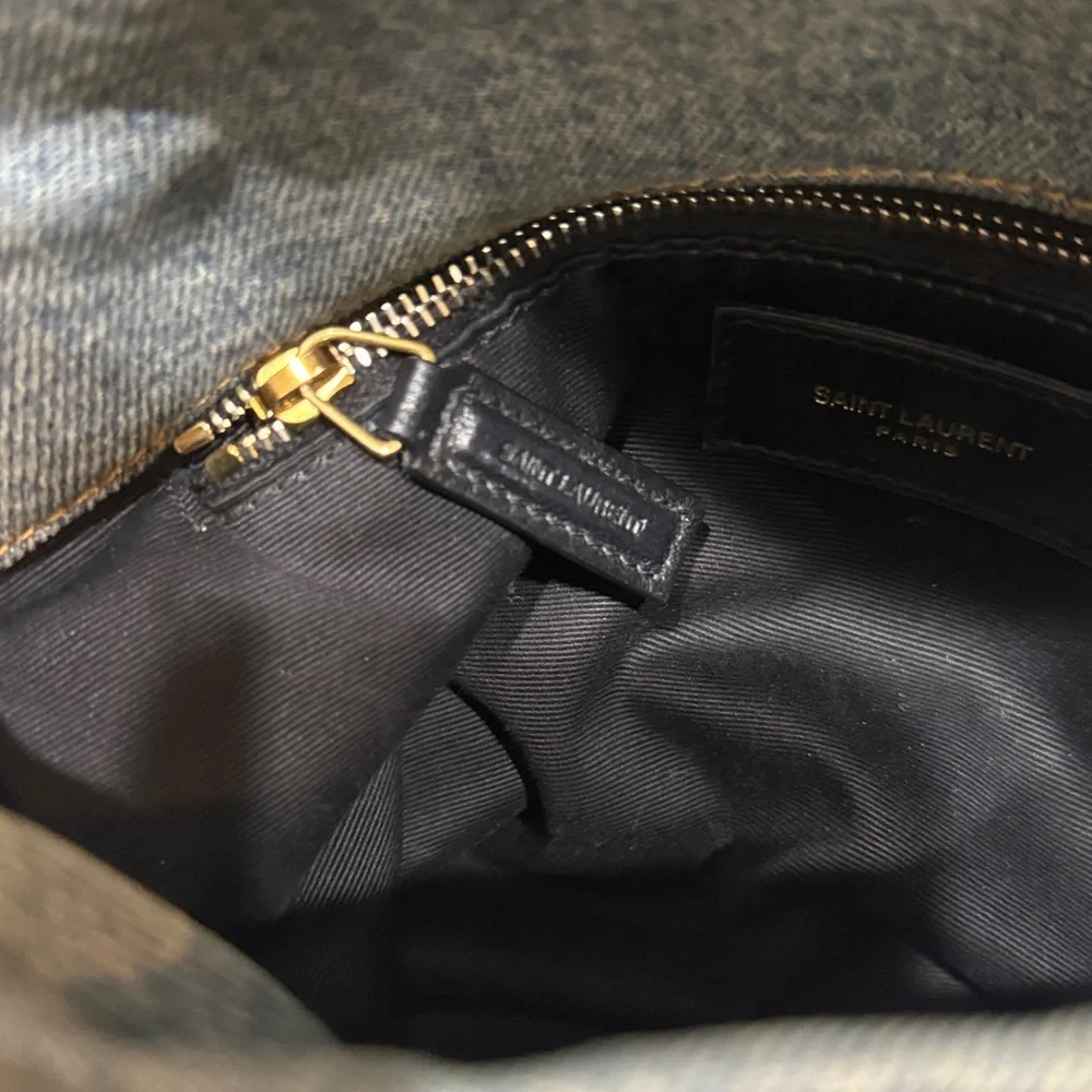 YSL Denim Quilted Medium Puffer Bag - Picture 8 of 12